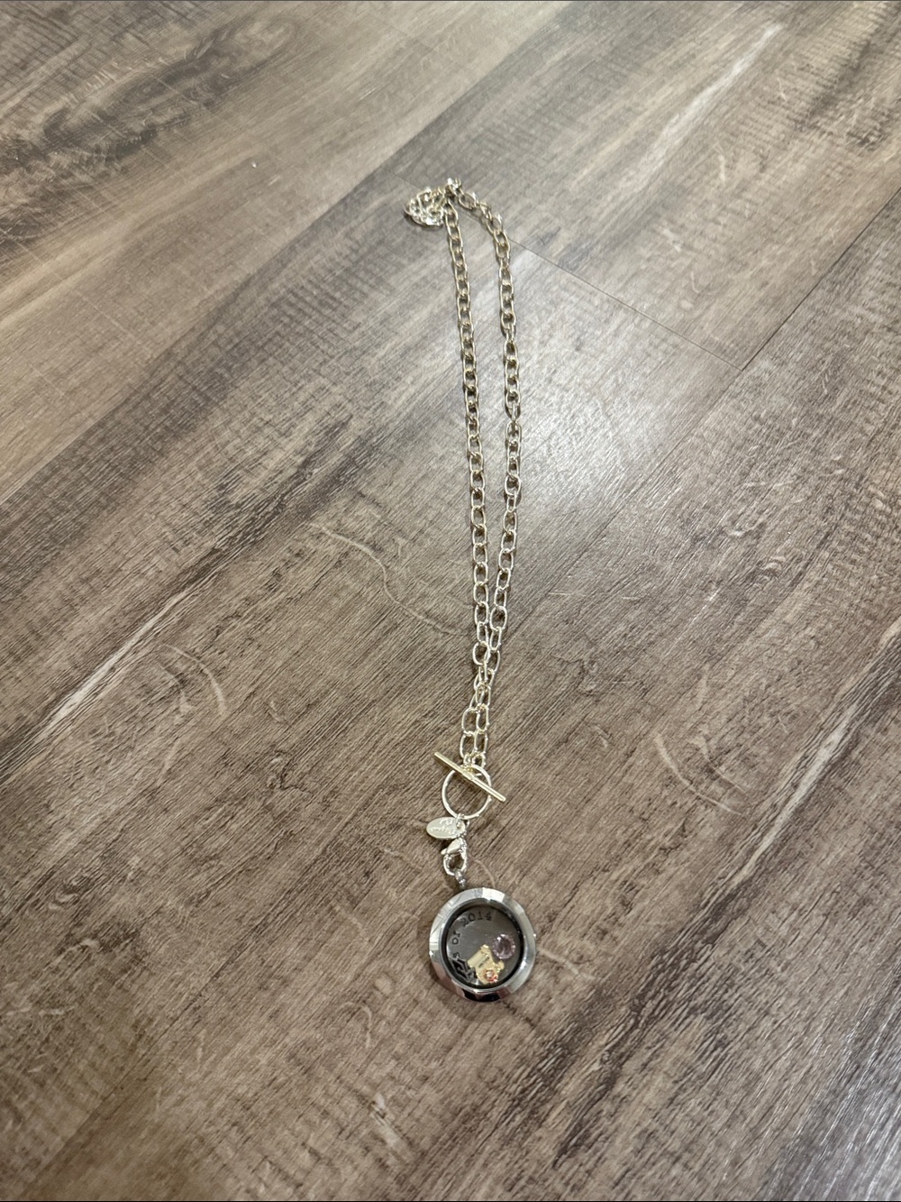 Class of 2014 Origami Oil Silver-Tone Floating Charm Locket Necklace - Silver